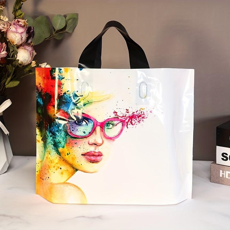 5pcs Makeup Women Pattern Plastic Tote Bags for Parties and Gifts