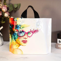 5pcs Makeup Women Pattern Plastic Tote Bags for Parties and Gifts