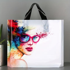5pcs Makeup Women Pattern Plastic Tote Bags for Parties and Gifts