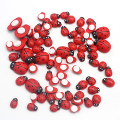 100pcs Red Wooden Ladybirds Flat Back Crafts Easter Wedding Decor
