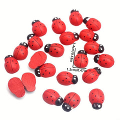 100pcs Red Wooden Ladybirds Flat Back Crafts Easter Wedding Decor