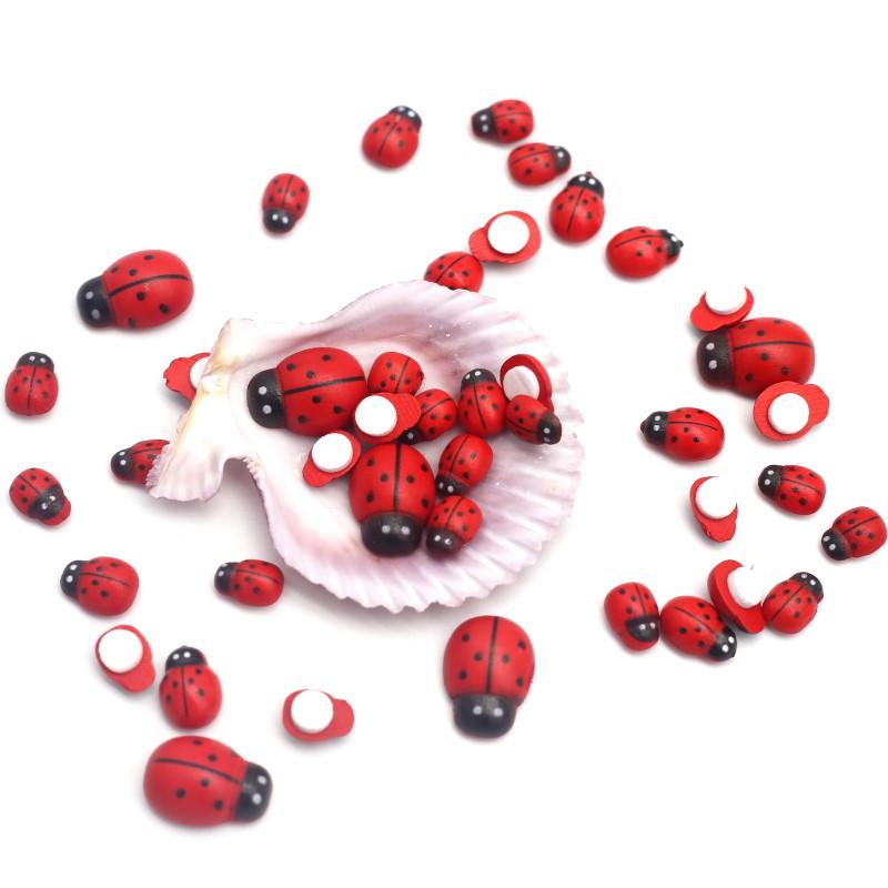 100pcs Red Wooden Ladybirds Flat Back Crafts Easter Wedding Decor