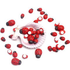 100pcs Red Wooden Ladybirds Flat Back Crafts Easter Wedding Decor