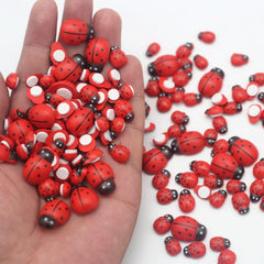 100pcs Red Wooden Ladybirds Flat Back Crafts Easter Wedding Decor