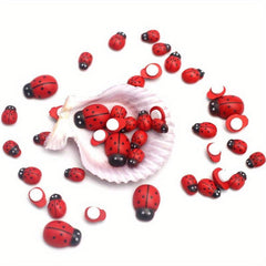 100pcs Red Wooden Ladybirds Flat Back Crafts Easter Wedding Decor