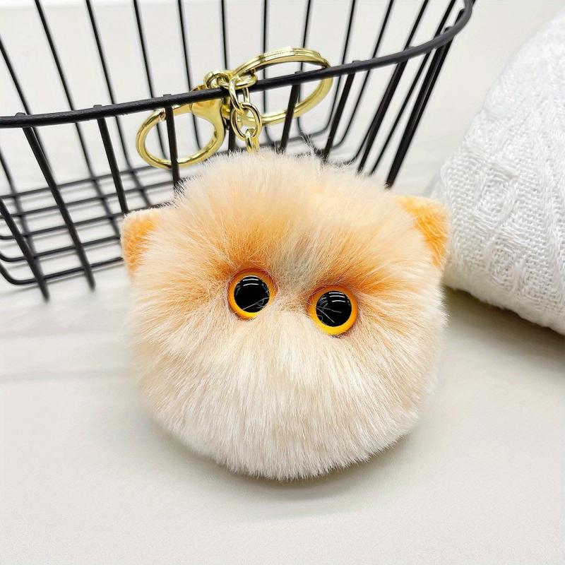Adorable Cat Pompom Keychain Charm - Perfect for Keys, Bags, Phones