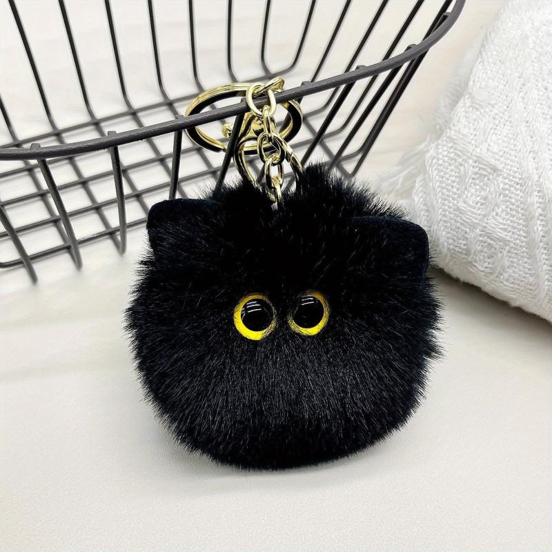 Adorable Cat Pompom Keychain Charm - Perfect for Keys, Bags, Phones