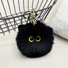 Adorable Cat Pompom Keychain Charm - Perfect for Keys, Bags, Phones