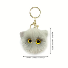 Adorable Cat Pompom Keychain Charm - Perfect for Keys, Bags, Phones