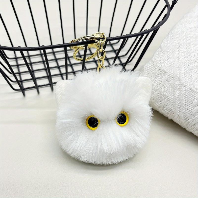 Adorable Cat Pompom Keychain Charm - Perfect for Keys, Bags, Phones