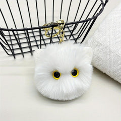 Adorable Cat Pompom Keychain Charm - Perfect for Keys, Bags, Phones