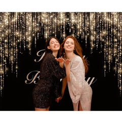 7x5ft Happy Birthday Backdrop Banner with Glitter Bokeh Spots