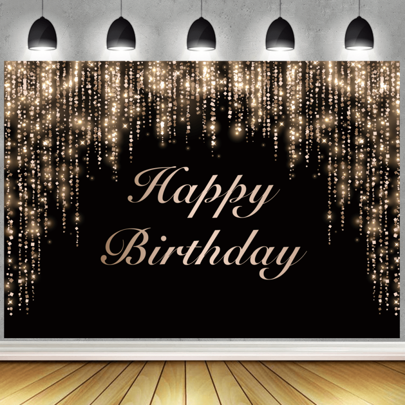 7x5ft Happy Birthday Backdrop Banner with Glitter Bokeh Spots