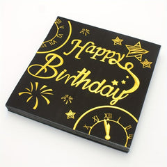 20pcs Golden Birthday Napkin Disposable Tissue Happy Birthday Artistic Pattern