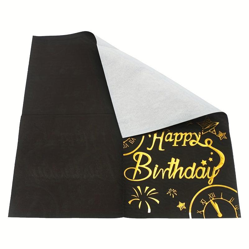 20pcs Golden Birthday Napkin Disposable Tissue Happy Birthday Artistic Pattern