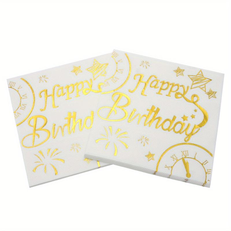 20pcs Golden Birthday Napkin Disposable Tissue Happy Birthday Artistic Pattern