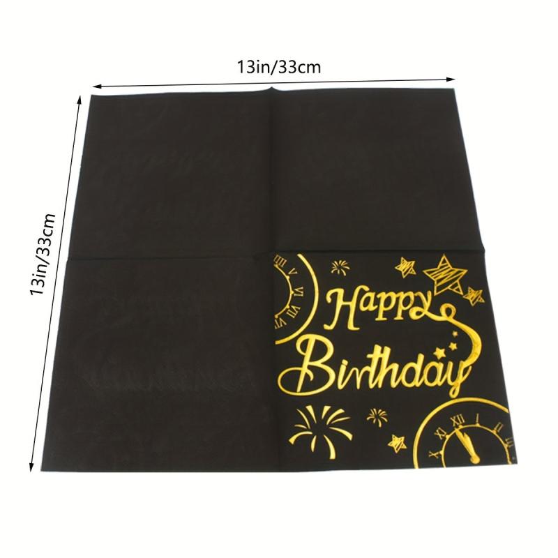 20pcs Golden Birthday Napkin Disposable Tissue Happy Birthday Artistic Pattern