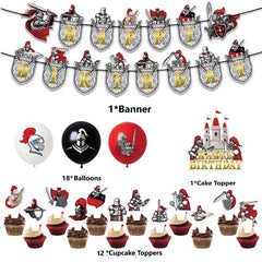 Medieval Knight Birthday Party Decorations Set - Castle Flag Balloons