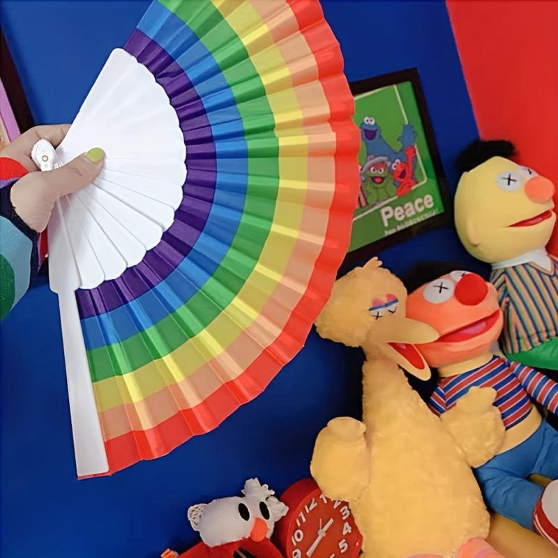 Rainbow Hand Fans Pride Fan Folding Hand Fan Colorful Hand Held Fan