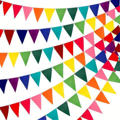 5 Packs Rainbow Pennant Banner Flags Colorful Felt Fabric Pennant Banners
