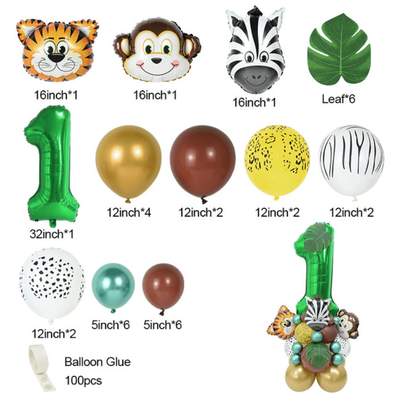 35pcs Animal Green Balloon Set 81 28 Cm Birthday Party Decoration Room Decor