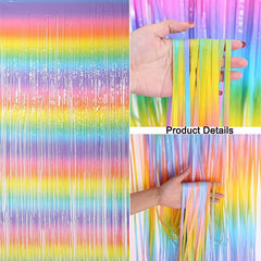 Rainbow Gradient Rain Curtain Starry Dream Macaron Wall Deco