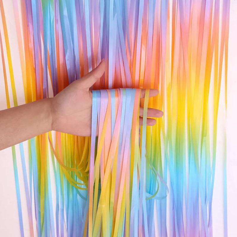 Rainbow Gradient Rain Curtain Starry Dream Macaron Wall Deco