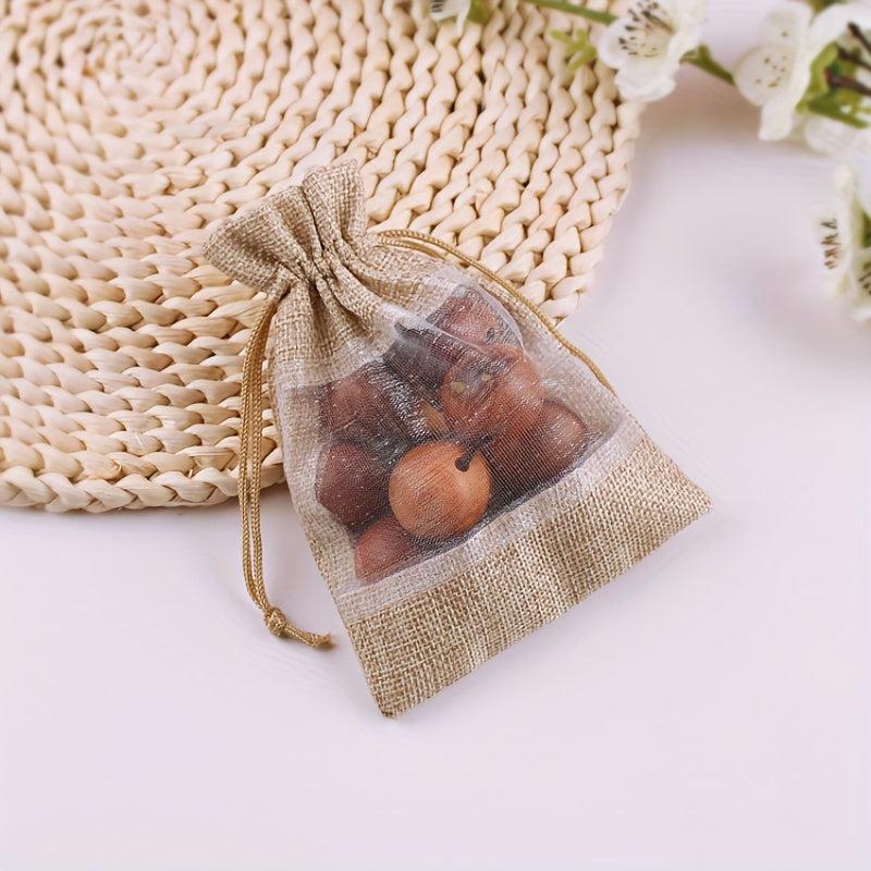 20pcs Burlap Organza Drawstring Bags for Jewelry, Cosmetics, Weddings