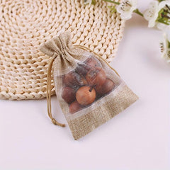 20pcs Burlap Organza Drawstring Bags for Jewelry, Cosmetics, Weddings