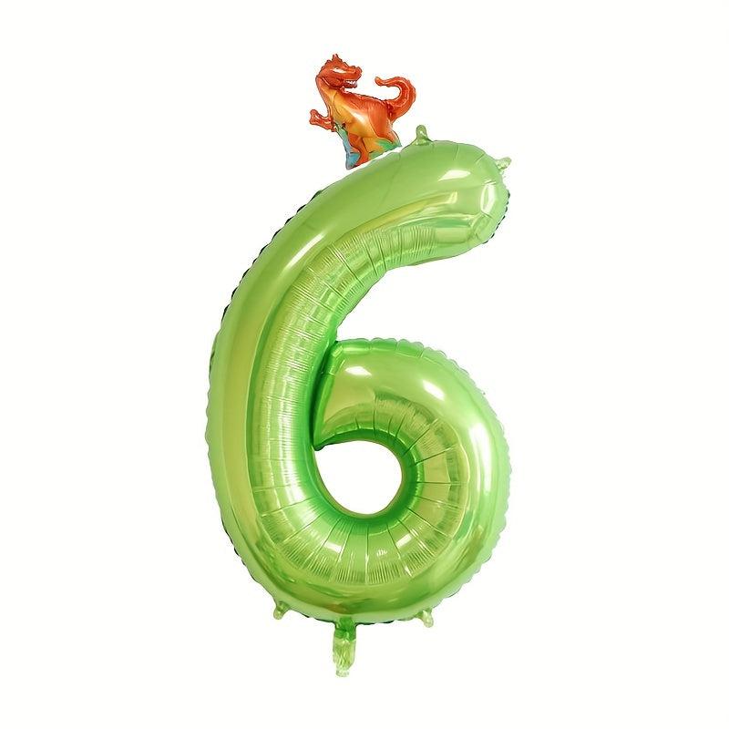 2pcs Fruit Green Number Birthday Party Balloon & T-Rex Dinosaur