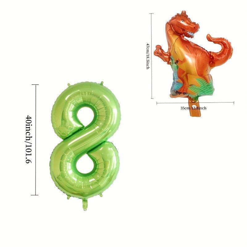 2pcs Fruit Green Number Birthday Party Balloon & T-Rex Dinosaur