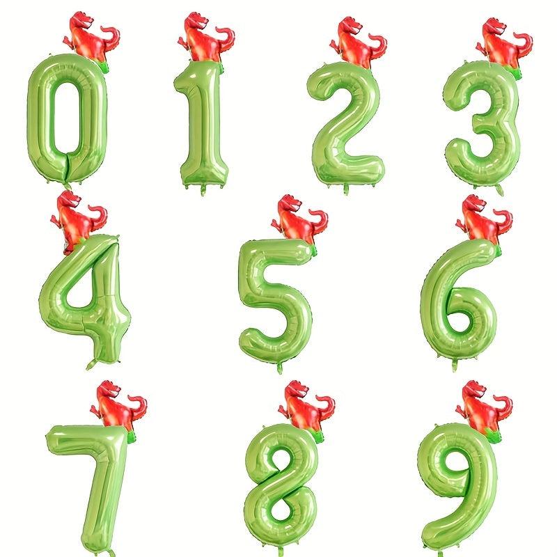 2pcs Fruit Green Number Birthday Party Balloon & T-Rex Dinosaur
