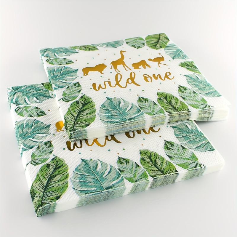 20pcs Animal Wild One Foil Napkin 13in 2 Layers Zoo Party Supplies
