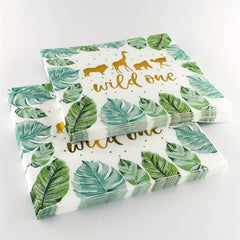 20pcs Animal Wild One Foil Napkin 13in 2 Layers Zoo Party Supplies