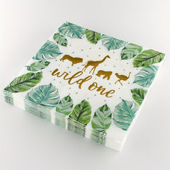 20pcs Animal Wild One Foil Napkin 13in 2 Layers Zoo Party Supplies