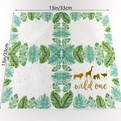 20pcs Animal Wild One Foil Napkin 13in 2 Layers Zoo Party Supplies