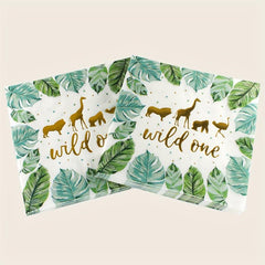 20pcs Animal Wild One Foil Napkin 13in 2 Layers Zoo Party Supplies