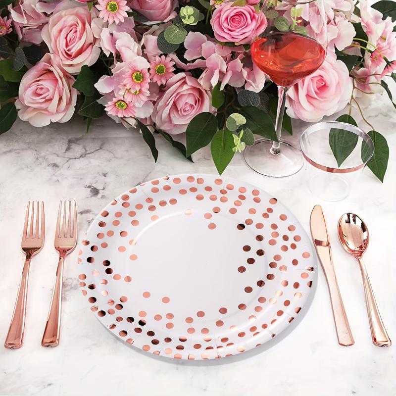Rose Gold Paper Plates - Ideal for Parties and Celebrations