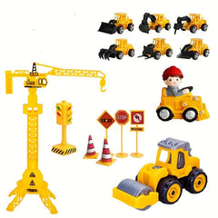 Road Barrier Road Sign Tower Hanging Mini Construction Vehicle Cake Decoration