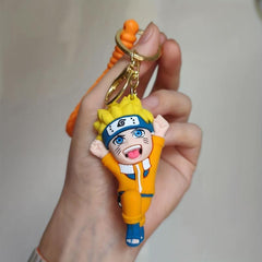 Cartoon Anime Doll Braided Rope Keychain Backpack Pendant