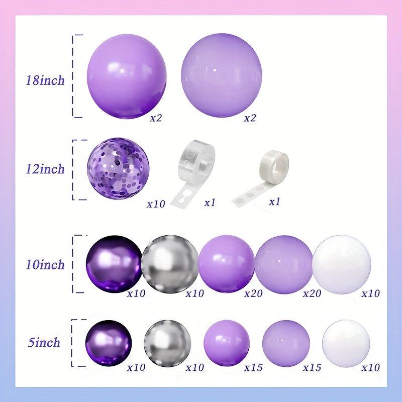131pcs Navy Golden Confetti Balloon Arch Kit Lavender Purple Pastel Purple