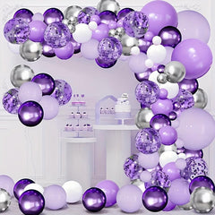 131pcs Navy Golden Confetti Balloon Arch Kit Lavender Purple Pastel Purple