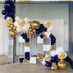 131pcs Navy Golden Confetti Balloon Arch Kit Lavender Purple Pastel Purple