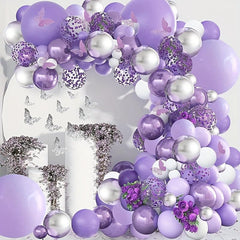 131pcs Navy Golden Confetti Balloon Arch Kit Lavender Purple Pastel Purple