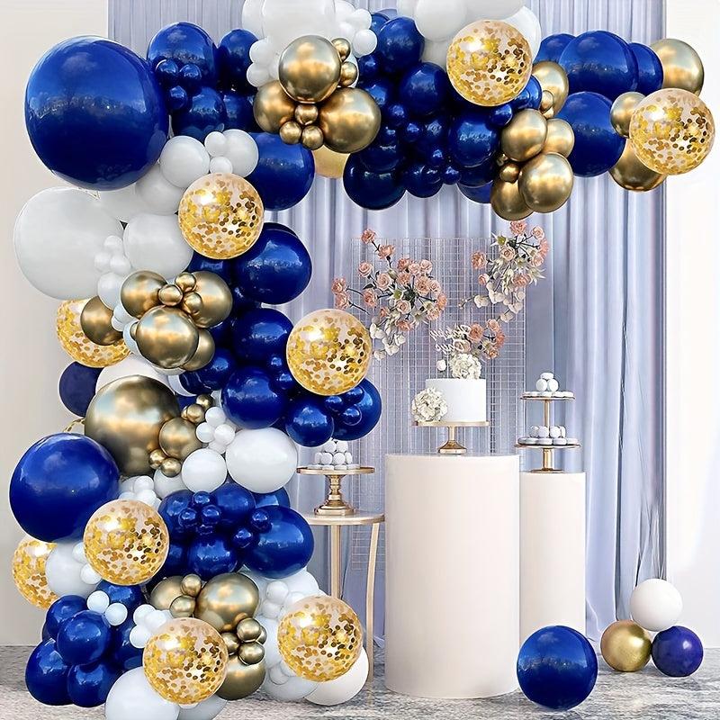 131pcs Navy Golden Confetti Balloon Arch Kit Lavender Purple Pastel Purple
