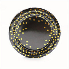20pcs Party Dinnerware Round Paper Plates Golden Dots 17 And 22 Dinner Plates