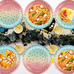 20pcs Party Dinnerware Round Paper Plates Golden Dots 17 And 22 Dinner Plates