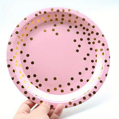 20pcs Party Dinnerware Round Paper Plates Golden Dots 17 And 22 Dinner Plates