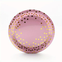 20pcs Party Dinnerware Round Paper Plates Golden Dots 17 And 22 Dinner Plates