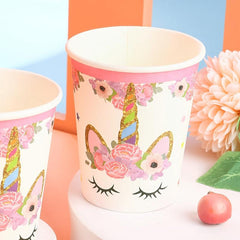 Unicorn Paper Cups Disposable Paper Cups Flower Unicorn Cups